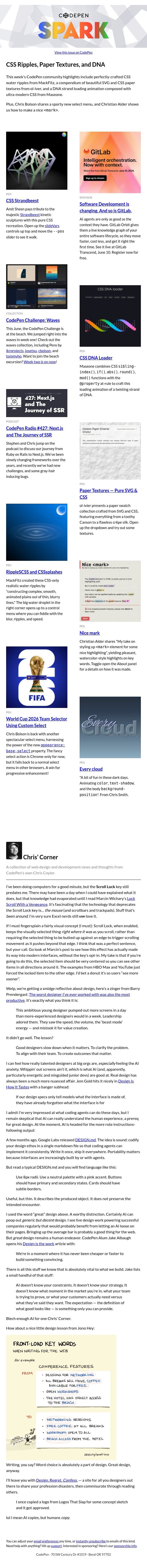 CSS Ripples, Paper Textures, and DNA email from CodePen screenshot