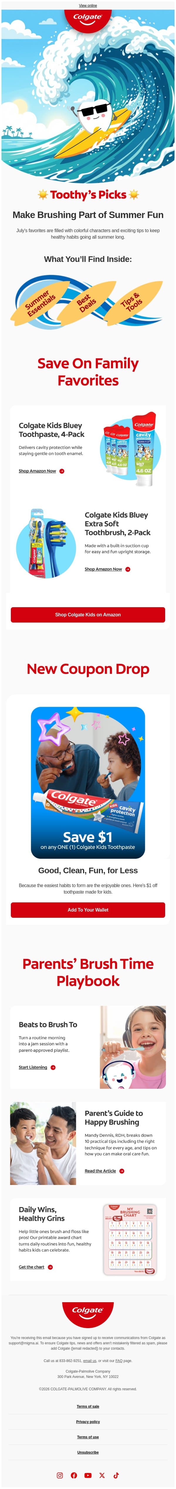 Toothy’s July picks are here! 🪥 email from Colgate screenshot
