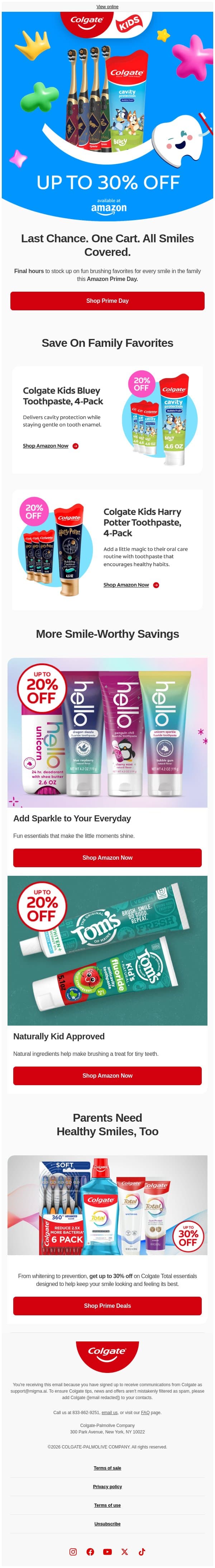 Last chance to stock up for the whole family 🚨 email from Colgate screenshot