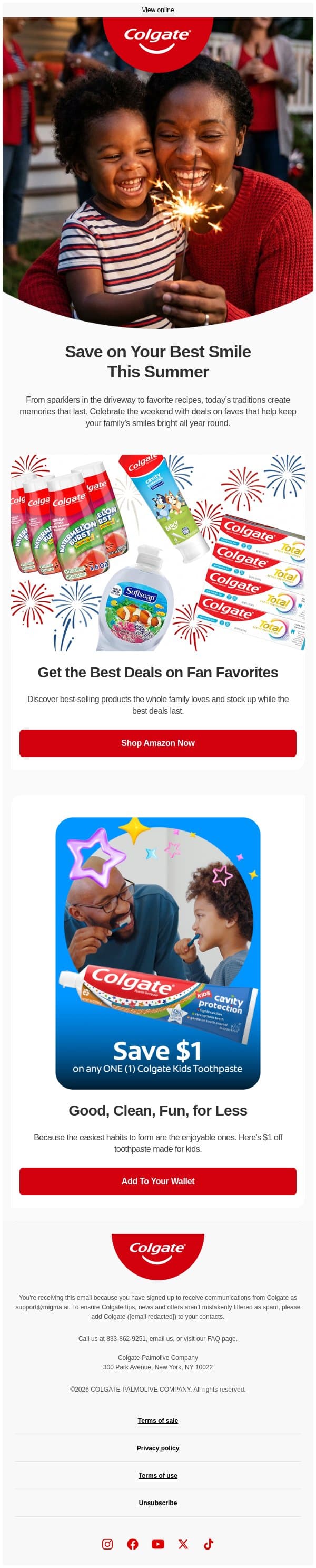 Happy 4th of July, Adam 🎆 email from Colgate screenshot