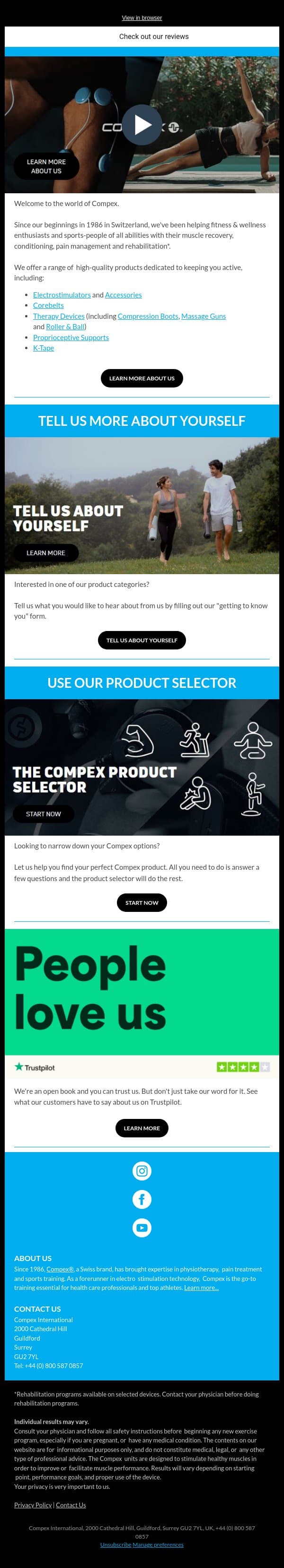 Guest, welcome to the world of Compex email from Compex screenshot