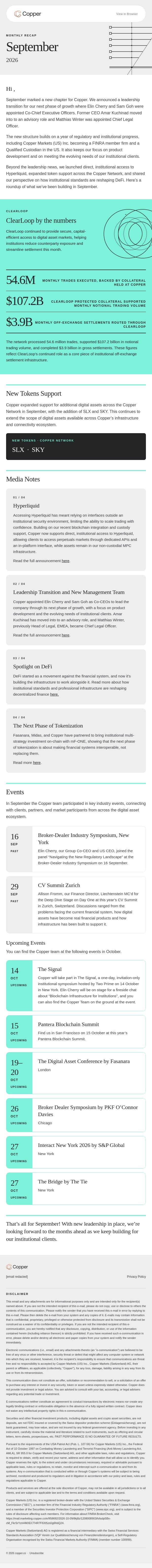 Copper September Monthly Recap email from Copper screenshot