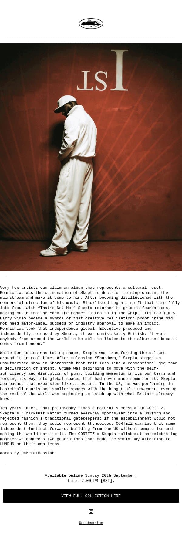SKEPTA. email from Corteiz screenshot