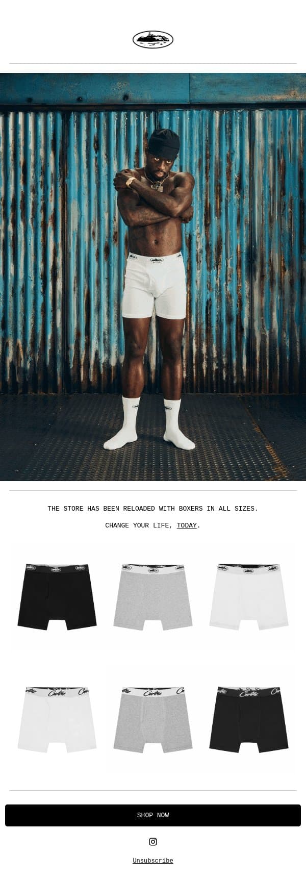 BOXERS RELOAD. email from Corteiz screenshot