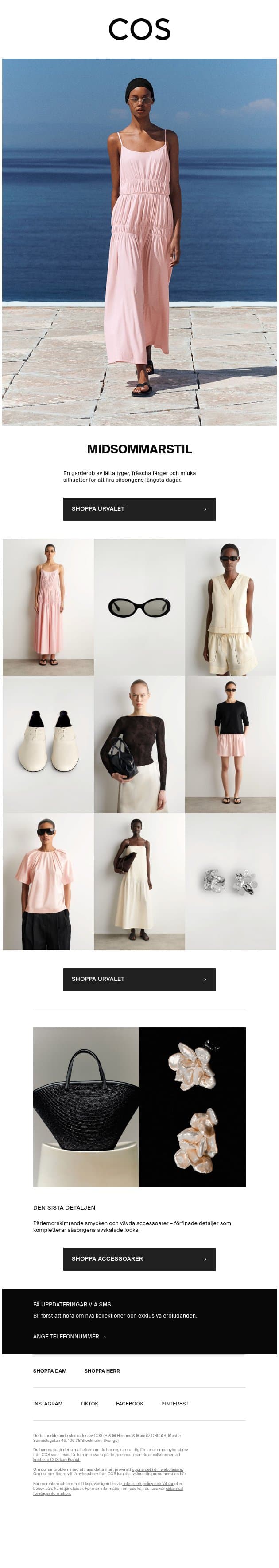 Midsommarstil email from COS screenshot
