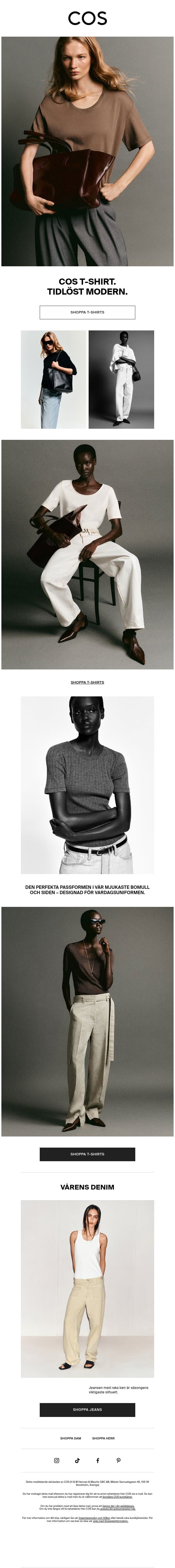 Tidlöst modern: COS T-shirt email from COS screenshot