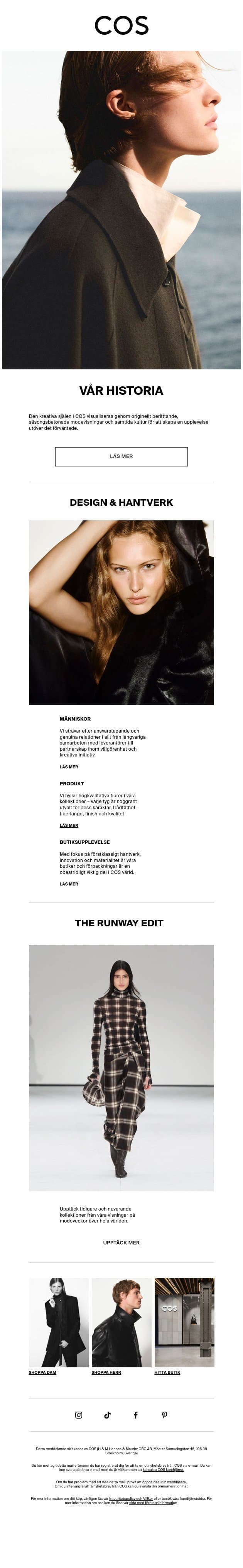 Upptäck COS värld email from COS screenshot
