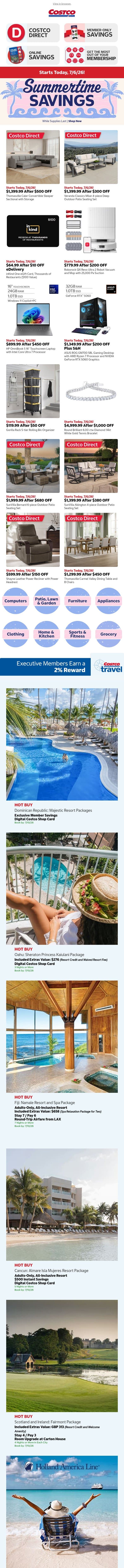 Check Out Our NEW Summertime Savings! email from Costco screenshot