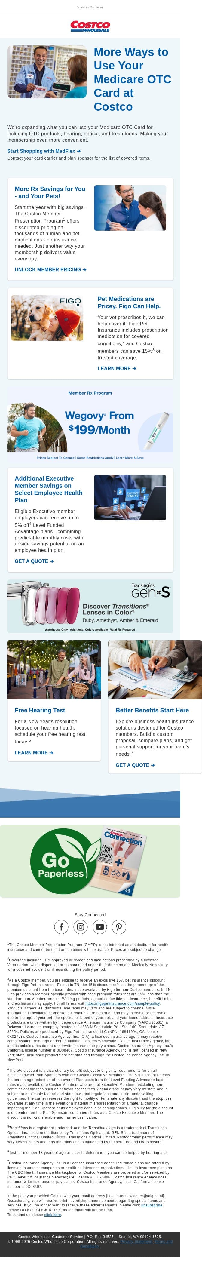 Supporting Your Family’s Health Journey email from Costco screenshot