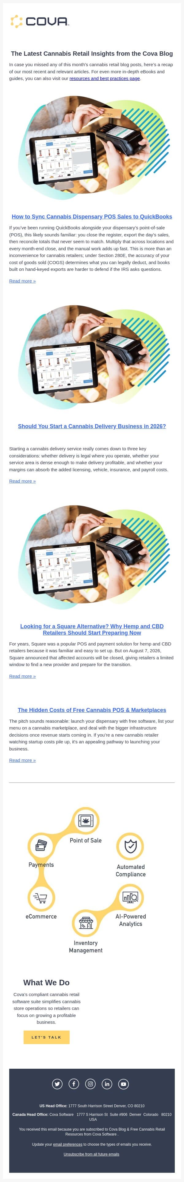 How to Sync Cannabis Dispensary POS Sales to QuickBooks email from Cova screenshot