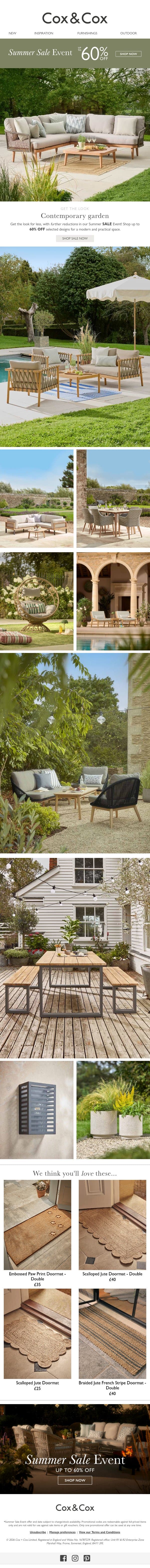 Contemporary Garden | Now up to 60% OFF in SALE! email from Cox & Cox screenshot
