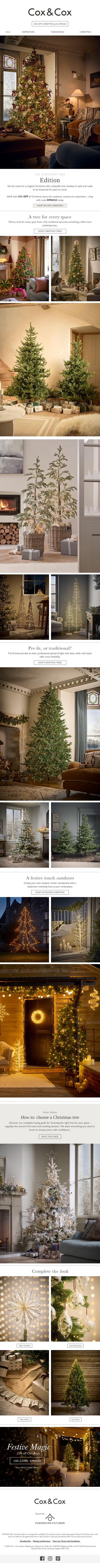 The Christmas Tree EDIT | 25% OFF all festive lines! email from Cox & Cox screenshot