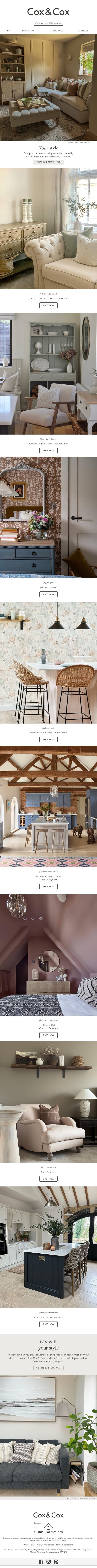 Our customers love these top selling pieces email from Cox & Cox screenshot
