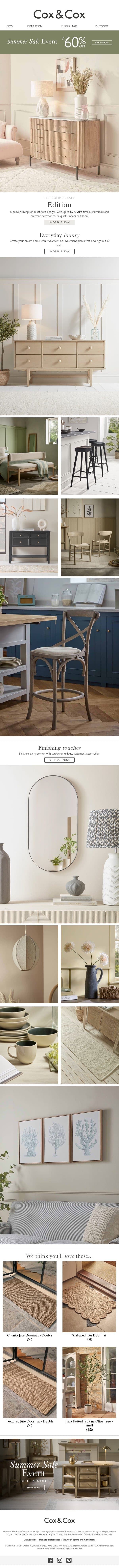 The Summer SALE Edit | Up to 60% OFF ends soon! email from Cox & Cox screenshot
