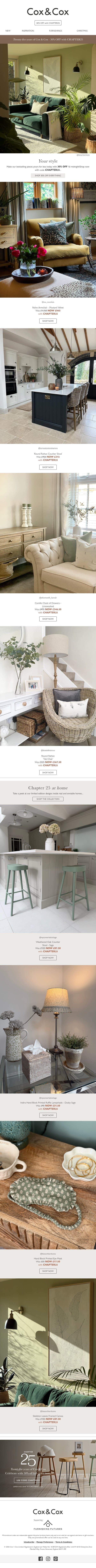 Your exclusive 30% OFF ends midnight tonight! email from Cox & Cox screenshot
