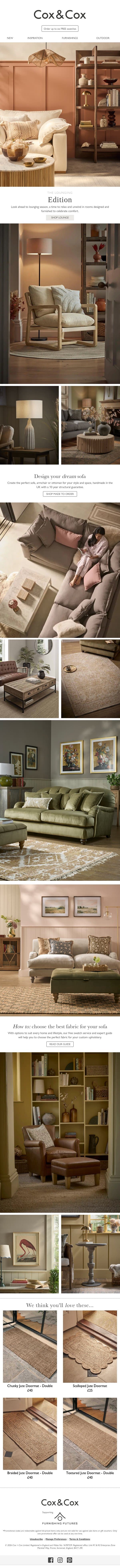 Look ahead to lounging season... email from Cox & Cox screenshot