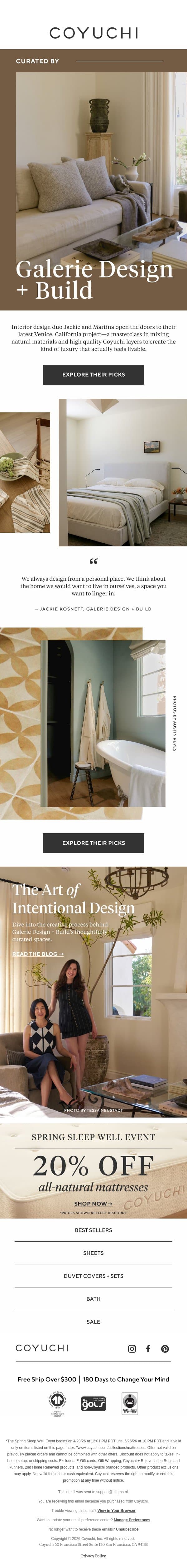 California Inspo, Courtesy of Galerie Design + Build email from Coyuchi screenshot