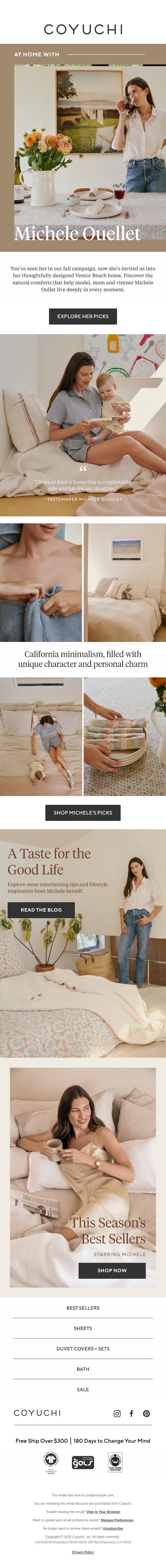 You're Invited Inside this Model + Vintner's Venice Home email from Coyuchi screenshot