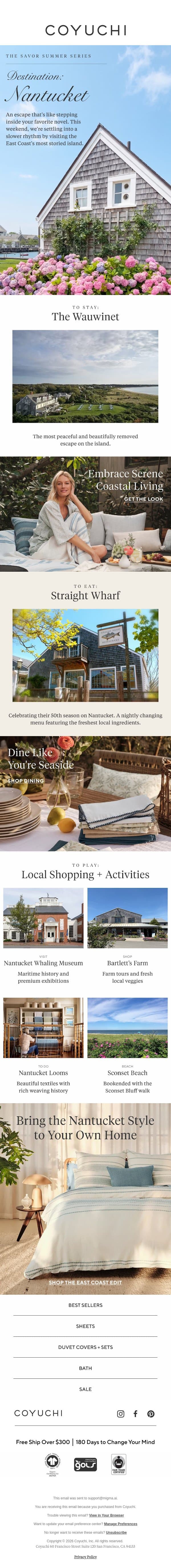 How to Bring Nantucket Style to Your Home email from Coyuchi screenshot