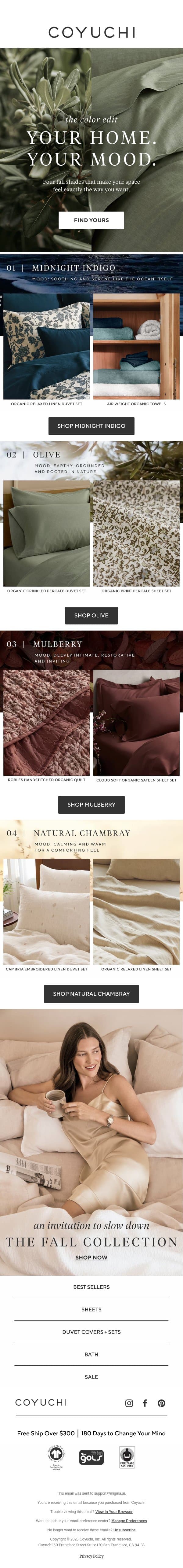 These Colors Will Change How Your Home Feels email from Coyuchi screenshot