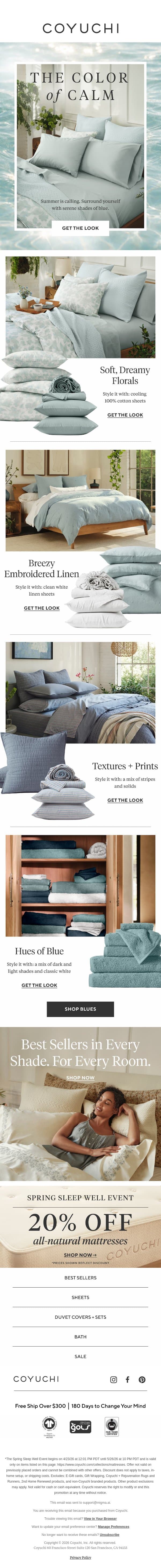 How to Make Your Home Feel Calm email from Coyuchi screenshot