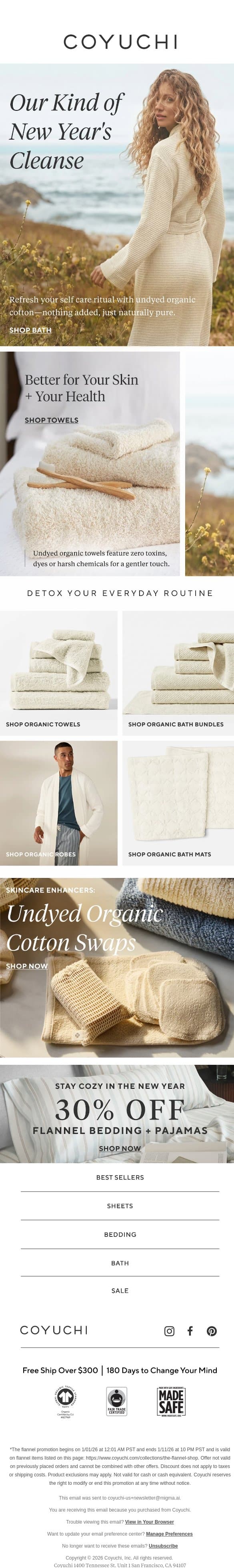 🛁 A New Year's Cleanse You Can Stick To email from Coyuchi screenshot
