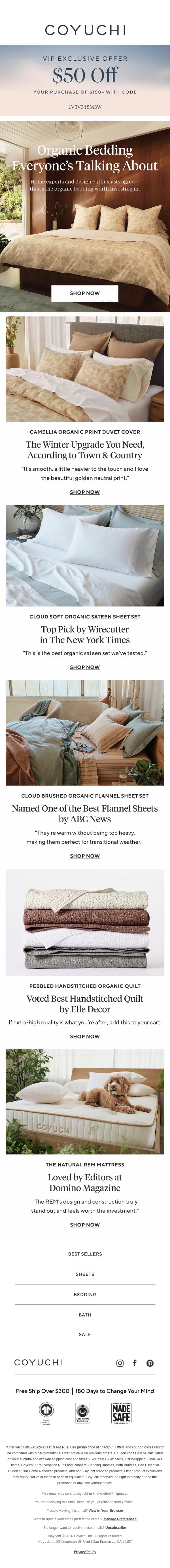 Top Home Editors Agree: The Bedding You Need email from Coyuchi screenshot