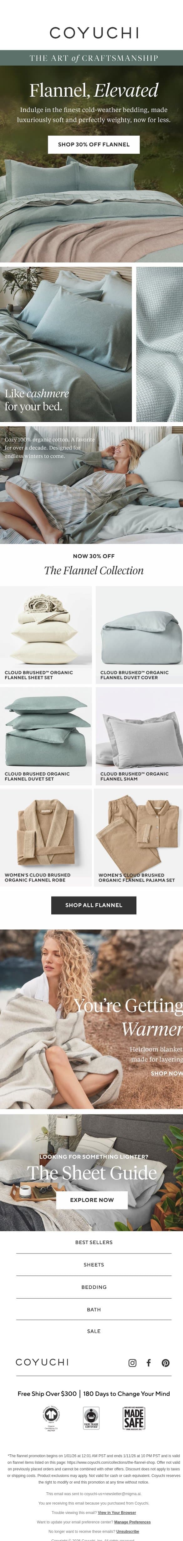 The Luxury Sheets Loved for Over a Decade email from Coyuchi screenshot