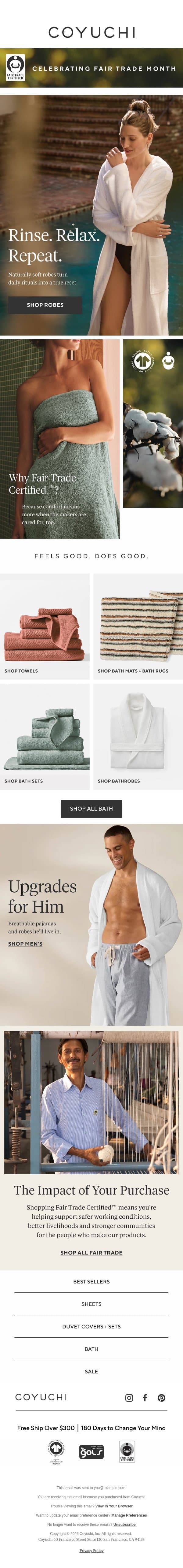 Soft Spa Robes You'll Wear on Repeat email from Coyuchi screenshot
