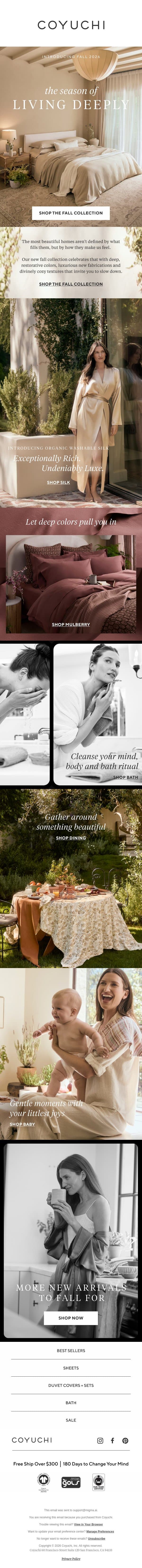 Live Deeply with the New Fall Collection email from Coyuchi screenshot