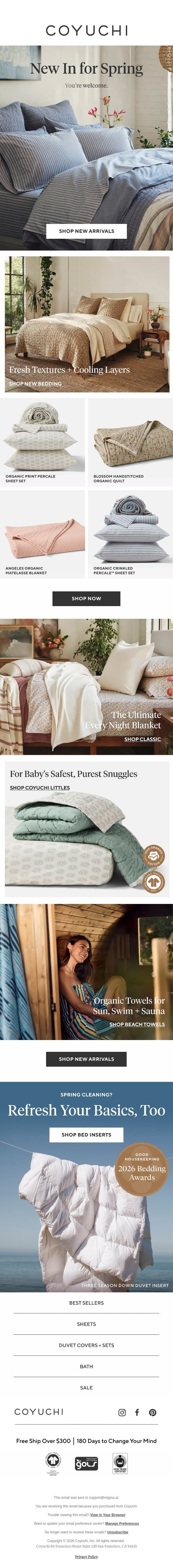 So New. So You. See What Just Arrived for Spring. email from Coyuchi screenshot