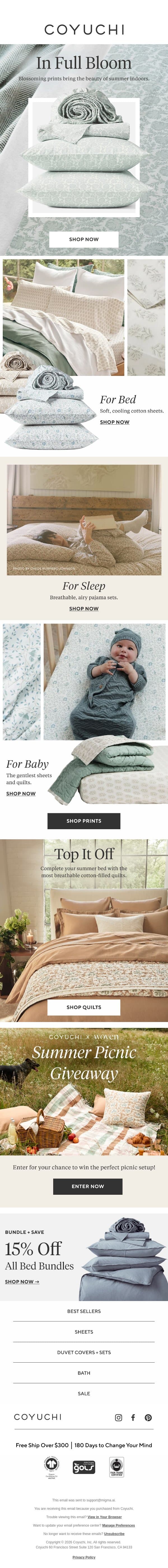 The Summer Prints You'll Obsess Over email from Coyuchi screenshot