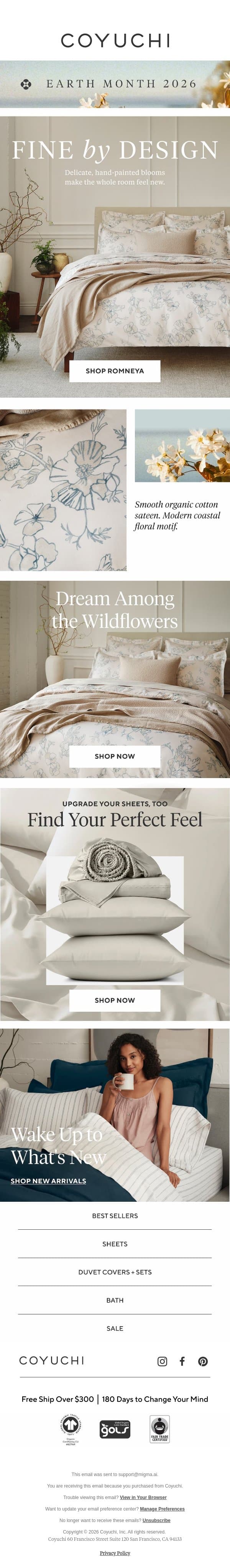 This Will Make Your Whole Bedroom Feel New email from Coyuchi screenshot