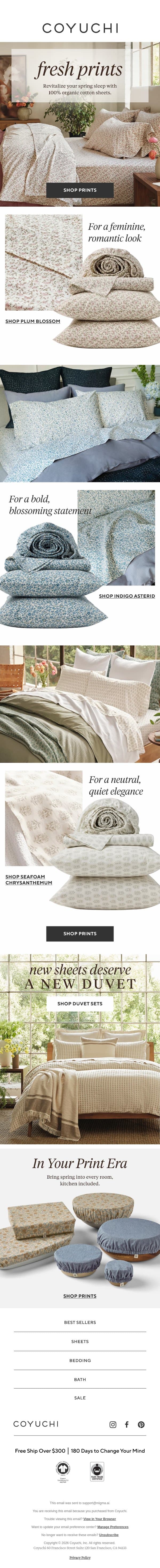 How to Make Your Spring Bed Feel New email from Coyuchi screenshot