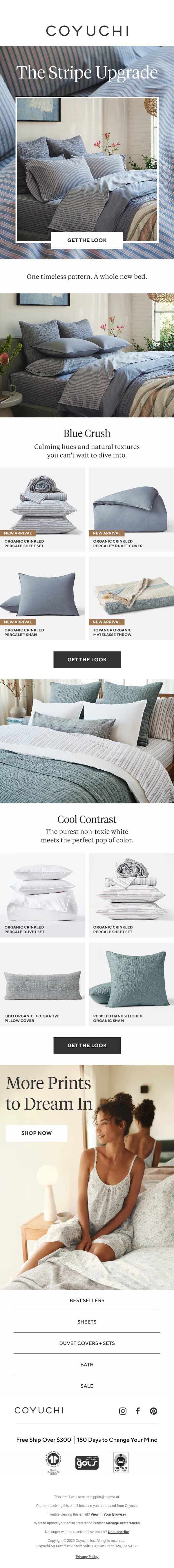 One Timeless Pattern. A Whole New Feel. email from Coyuchi screenshot