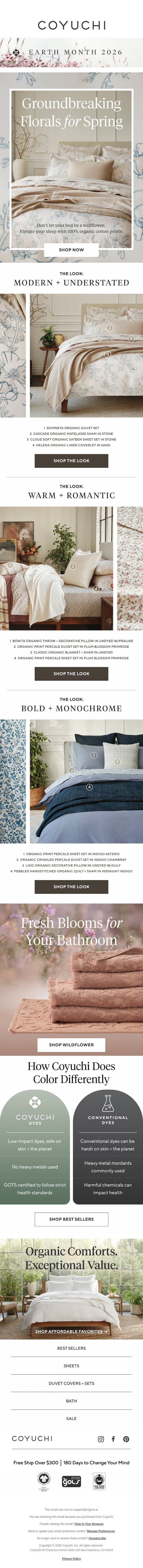 Truly Groundbreaking Florals for Spring email from Coyuchi screenshot