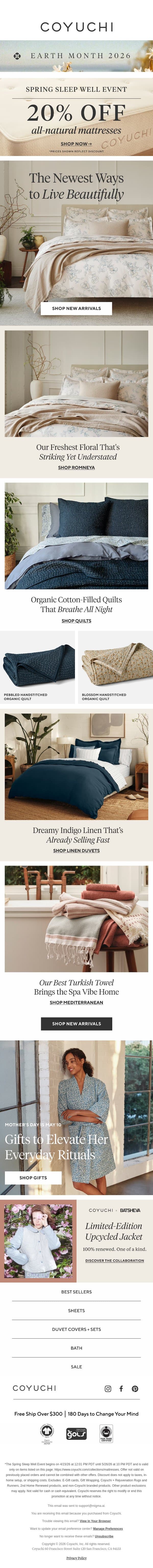 New Pieces Your Home Has Been Waiting For email from Coyuchi screenshot