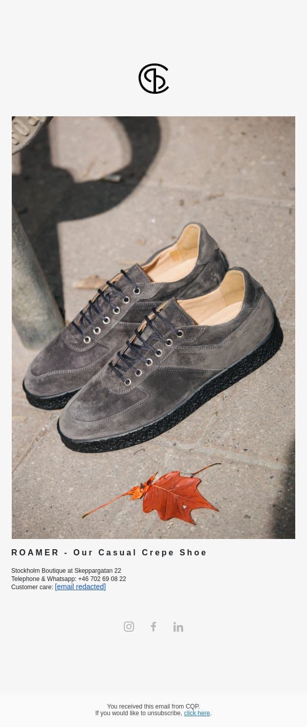 ROAMER - Our Casual Crepe Shoe email from CQP screenshot