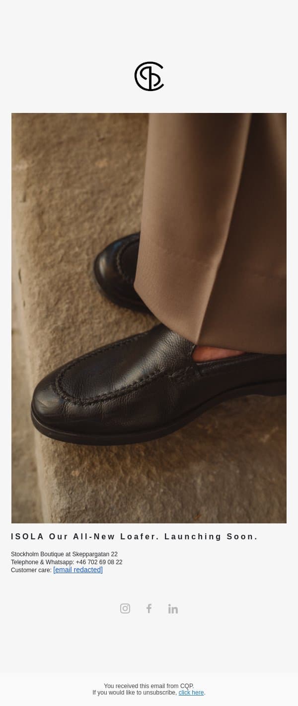 ISOLA Our All-New Loafer email from CQP screenshot