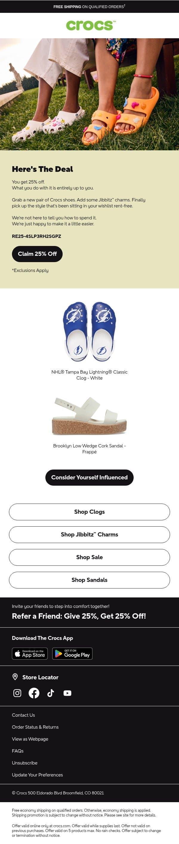 Good news looks good on you. email from Crocs screenshot