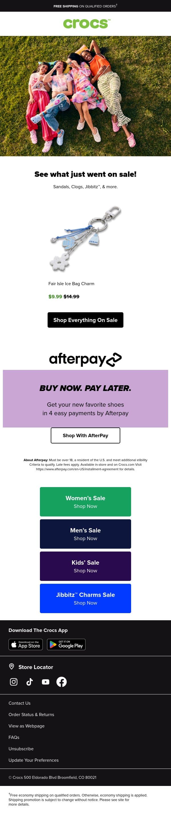 See what just went on sale! email from Crocs screenshot