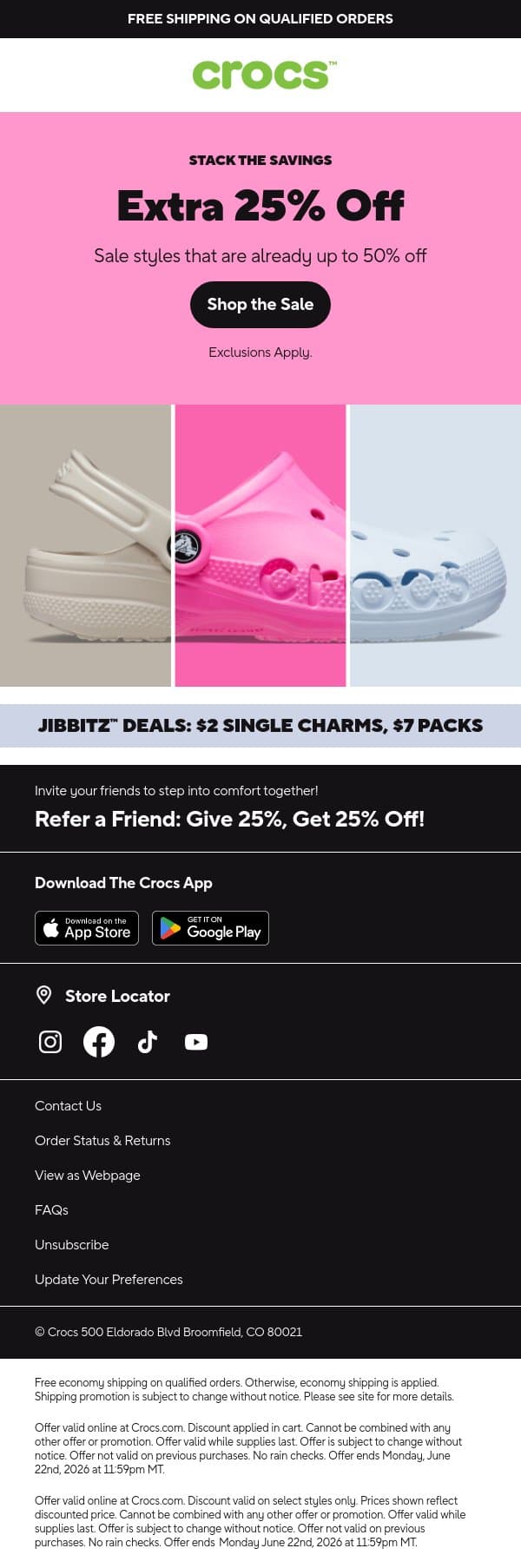 if you’re in the mood to scroll… email from Crocs screenshot