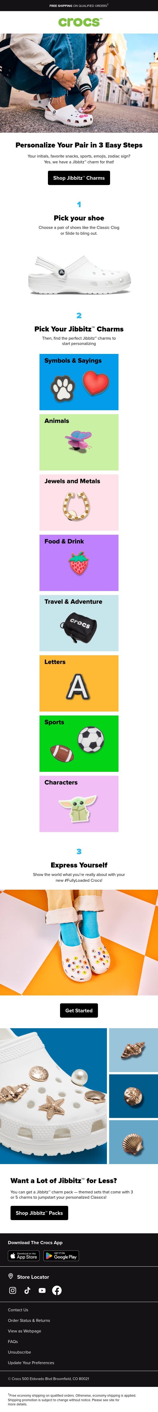 Create a Look That’s All Yours email from Crocs screenshot