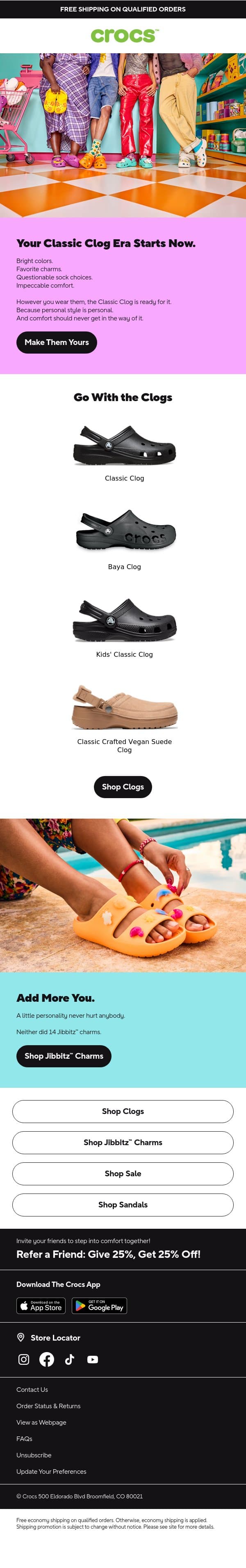 Wear what you want. email from Crocs screenshot