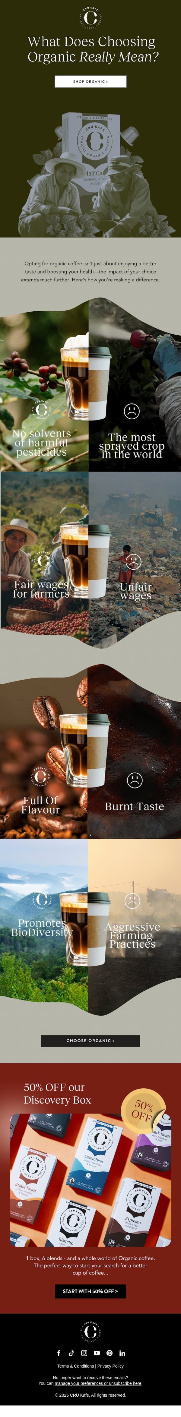 What goes into your coffee? email from Cru Kafé screenshot