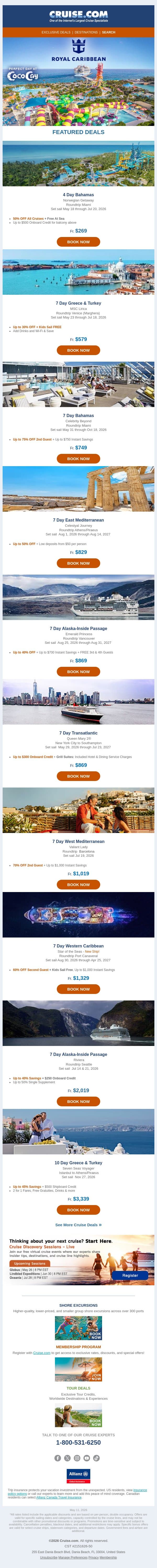 🚢 This Week’s Top 10 Cruise Deals You'll Love email from Cruise screenshot
