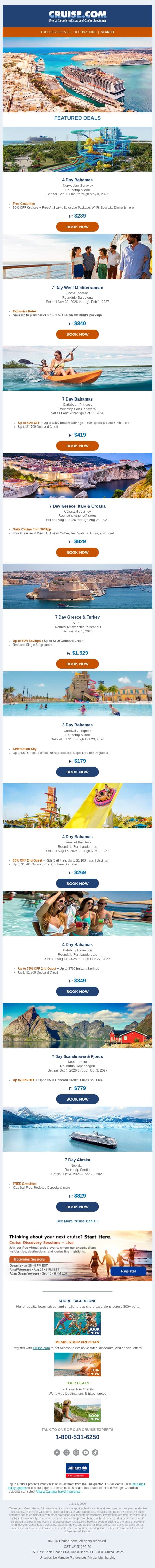 🛥️Discover Unforgettable Journeys with up to 75% Savings email from Cruise screenshot