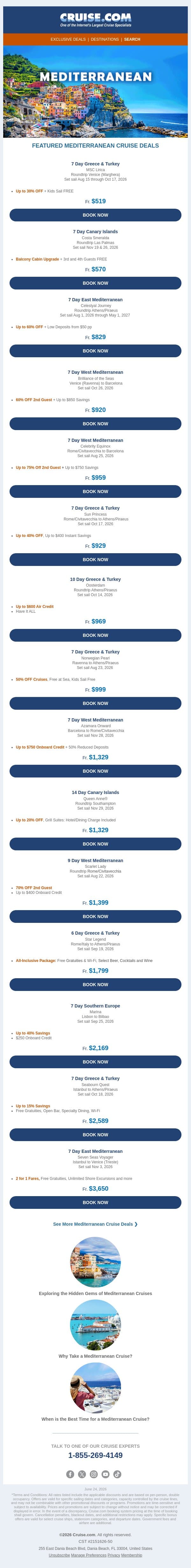 🛳️ Unbeatable Mediterranean Cruise Deals Just for You! email from Cruise screenshot