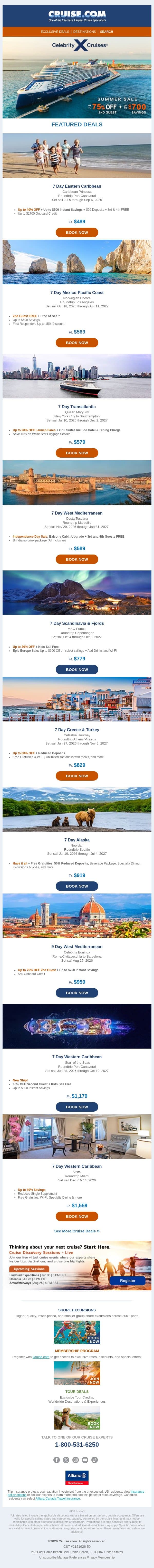 🏖️Summer Sale! up to 75% OFF on your next cruise email from Cruise screenshot