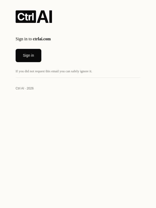 Sign in to Ctrl AI email from Ctrl AI screenshot